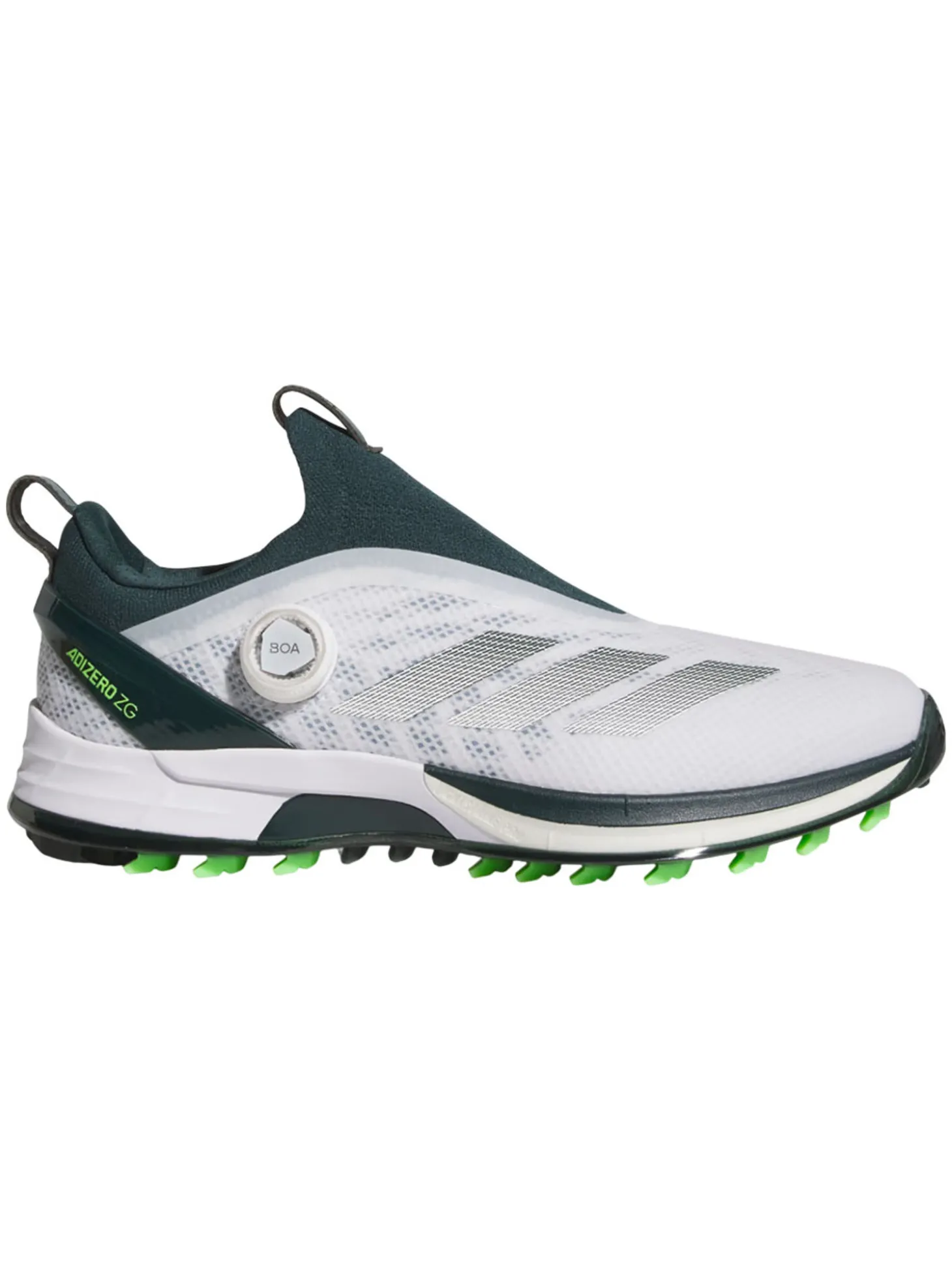 adidas Adizero ZG BOA Spikeless Golf Shoes - Ftwr White/Aurora Ivy/Lime Burst