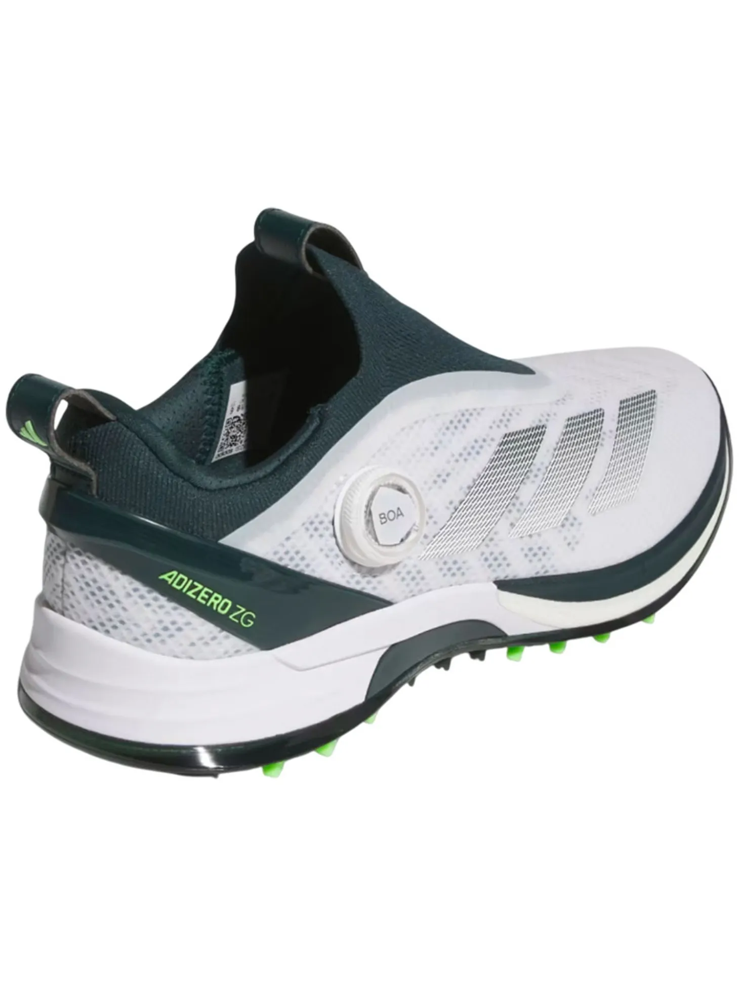 adidas Adizero ZG BOA Spikeless Golf Shoes - Ftwr White/Aurora Ivy/Lime Burst