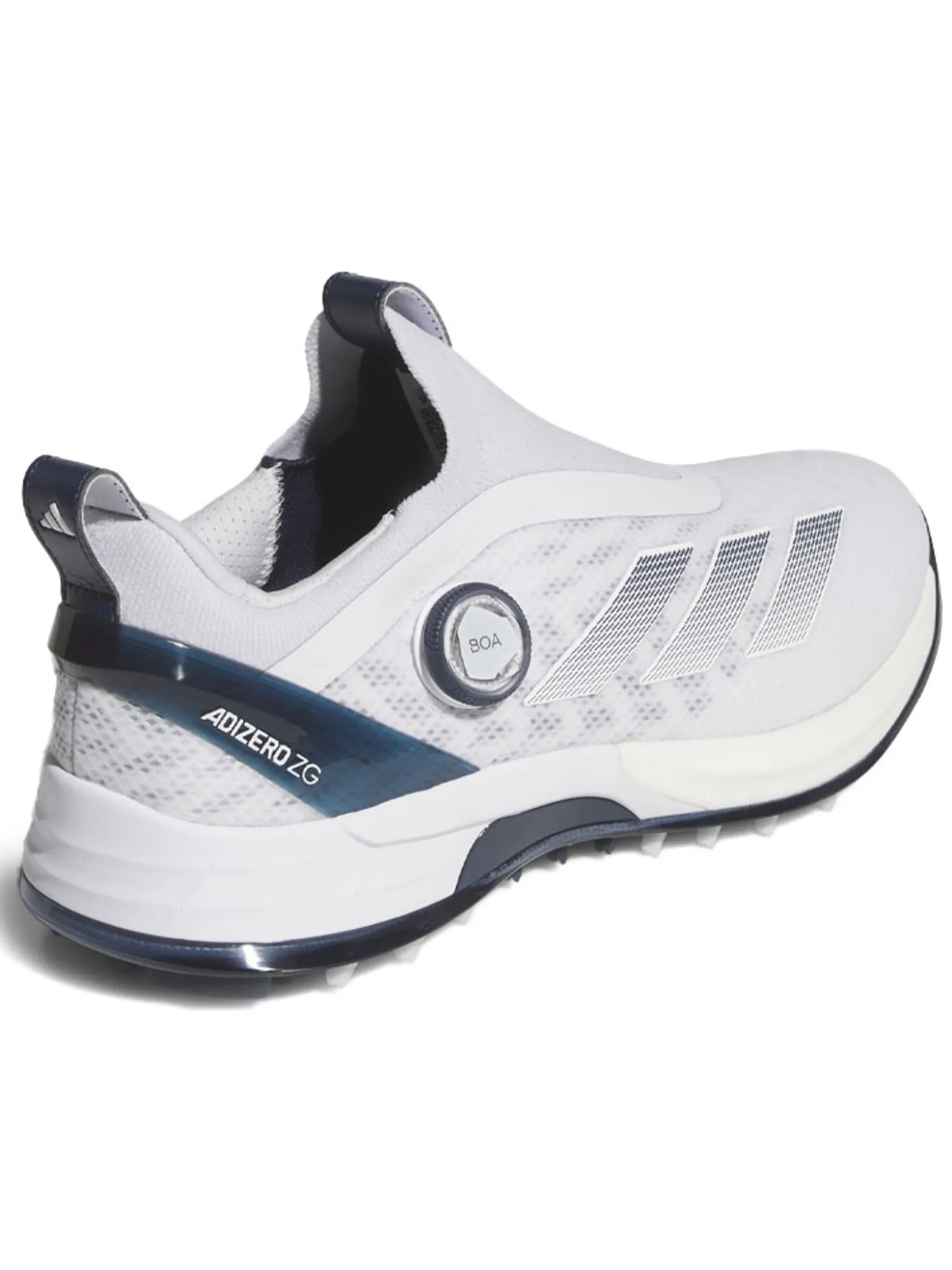 adidas Adizero ZG BOA Spikeless Golf Shoes - Ftwr White/Collegiate Navy/Grey