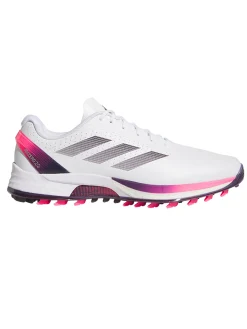 adidas Adizero ZG Spikeless Golf Shoes - Ftwr White/Aurora Plum/Shock Pink