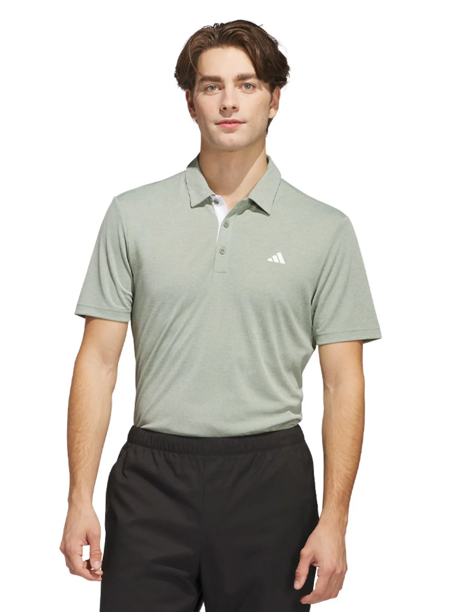 adidas Drive Heather Polo Shirt - Silver Green