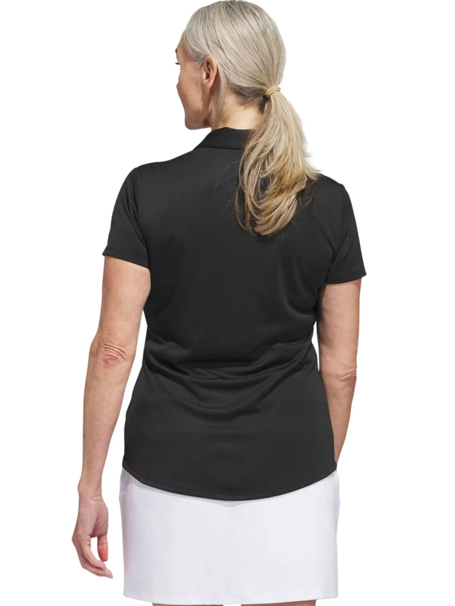 adidas Womens Solid Performance Short Sleeve Polo Shirt - Black