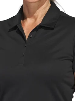 adidas Womens Solid Performance Short Sleeve Polo Shirt - Black