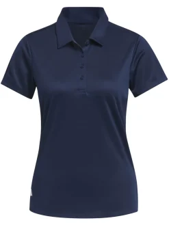adidas Womens Solid Performance Short Sleeve Polo Shirt - Collegiate Navy
