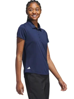 adidas Womens Solid Performance Short Sleeve Polo Shirt - Collegiate Navy