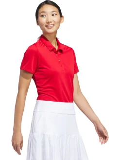 adidas Womens Solid Performance Short Sleeve Polo Shirt - Collegiate Red