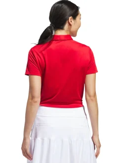 adidas Womens Solid Performance Short Sleeve Polo Shirt - Collegiate Red