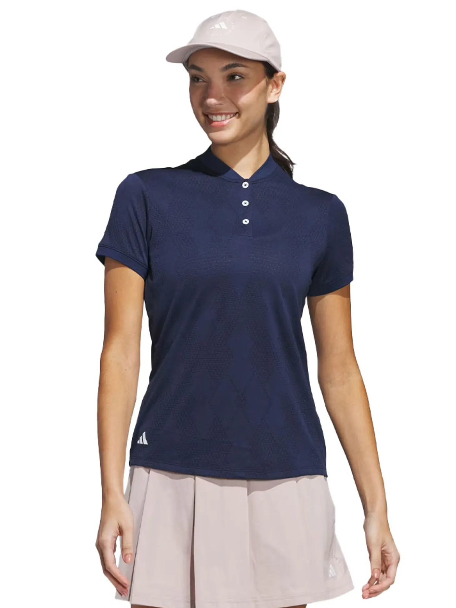 adidas Womens Ultimate365 Diamond Jacquard Polo Shirt - Collegiate Navy