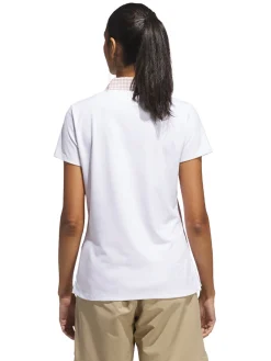 adidas Womens Ultimate365 Gingham Short Sleeve Polo Shirt - White