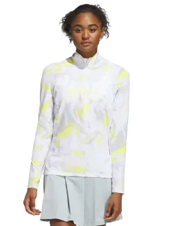 adidas Womens Ultimate365 Printed Quarter-Zip Mock - White