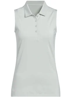 adidas Womens Ultimate365 Solid Sleeveless Polo Shirt - Wonder Silver