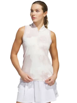 adidas Womens Ultimate365 Tour Sleeveless Polo Shirt - Wonder Taupe