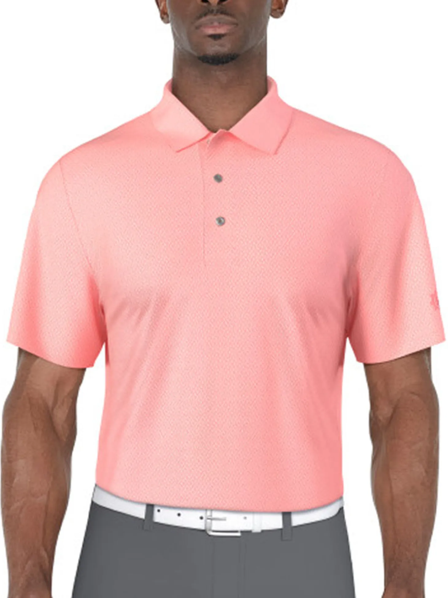 Ben Hogan 2 Tone Micro Geo Jacquard Polo - Strawberry Pink