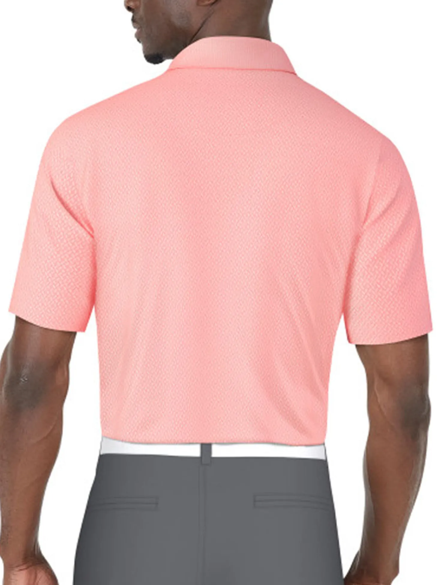 Ben Hogan 2 Tone Micro Geo Jacquard Polo - Strawberry Pink