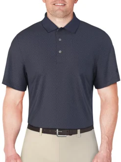 Ben Hogan 2 Tone Micro Geo Jacquard Polo - Peacoat