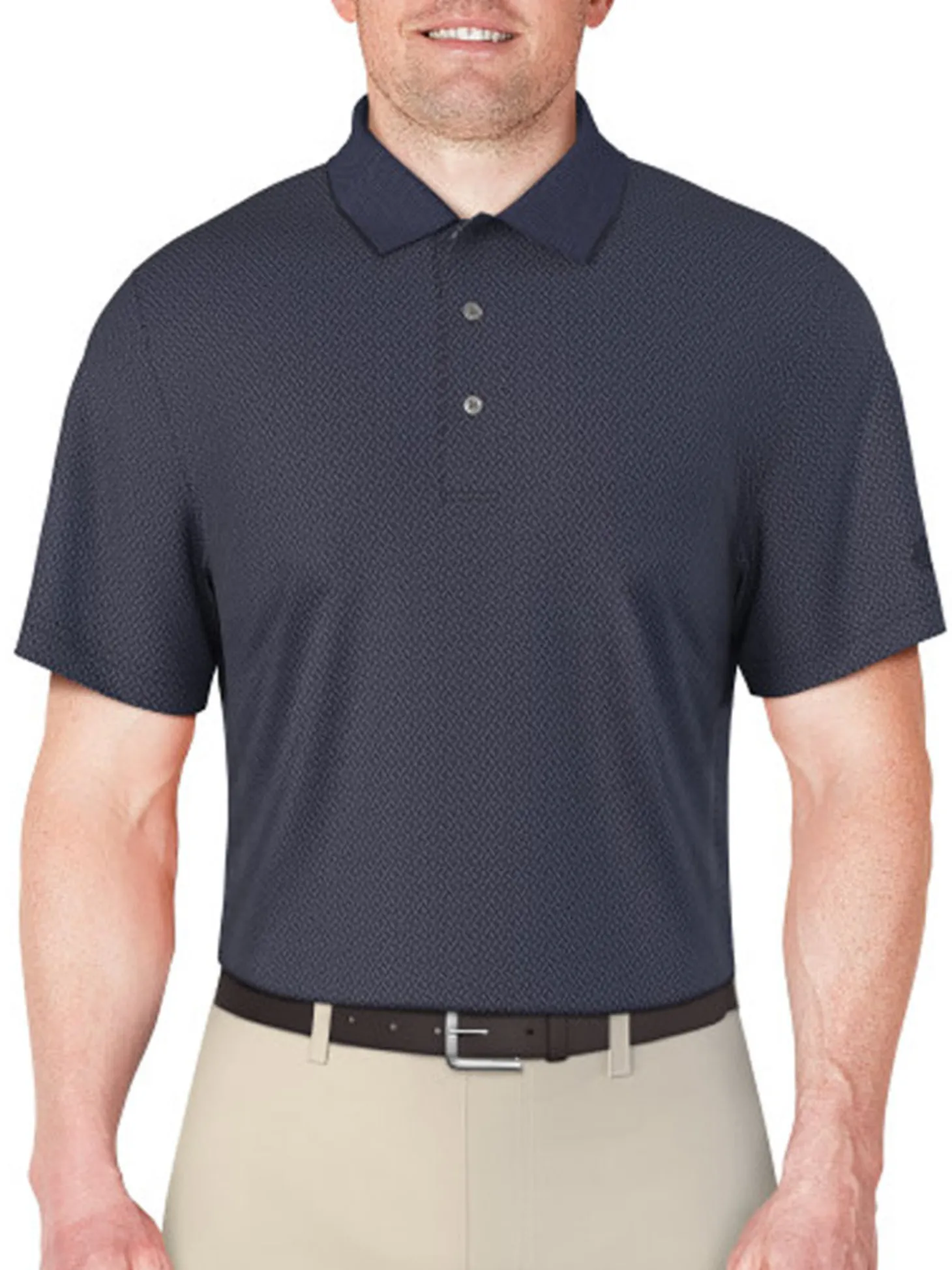 Ben Hogan 2 Tone Micro Geo Jacquard Polo - Peacoat