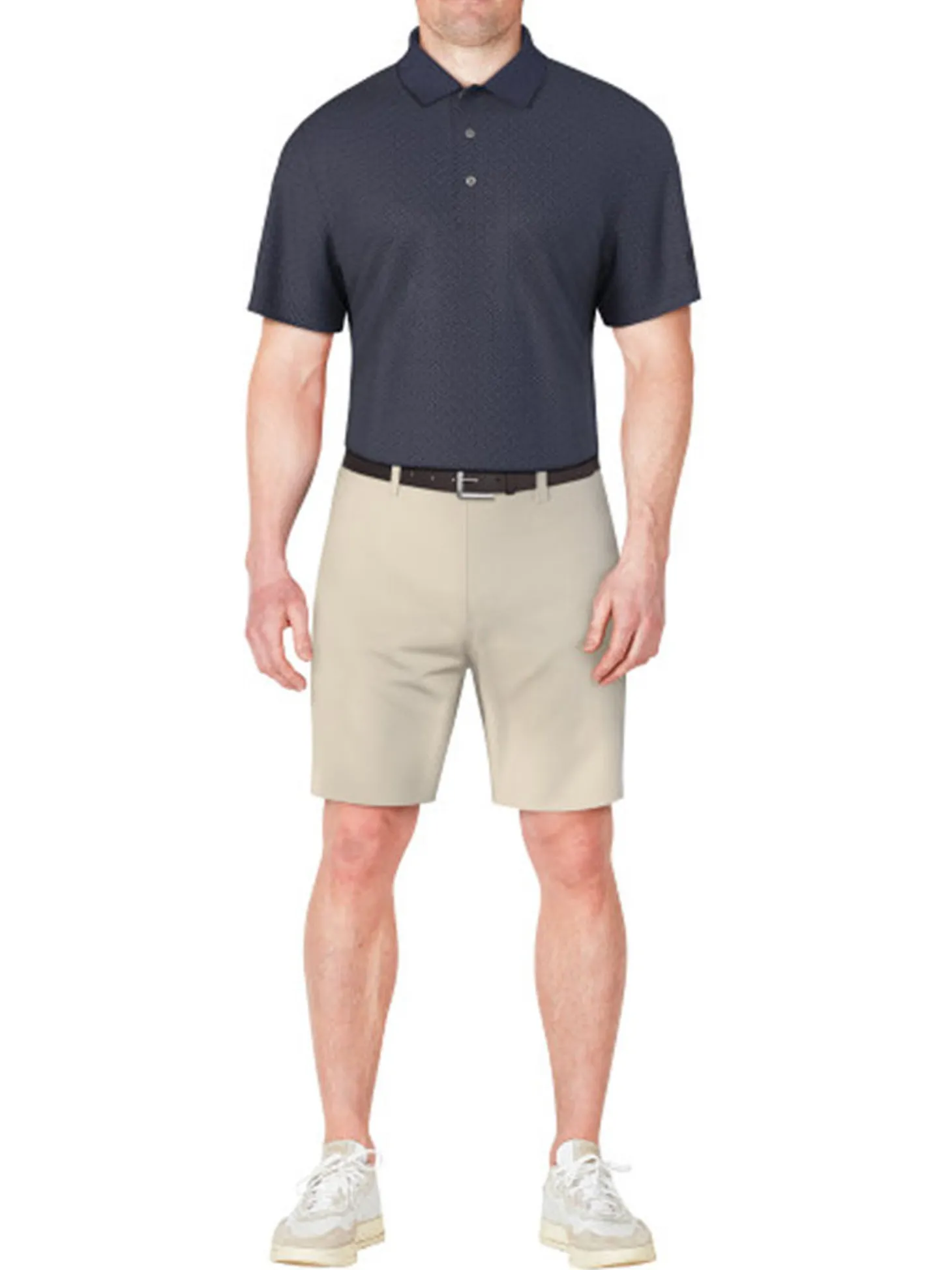 Ben Hogan 2 Tone Micro Geo Jacquard Polo - Peacoat