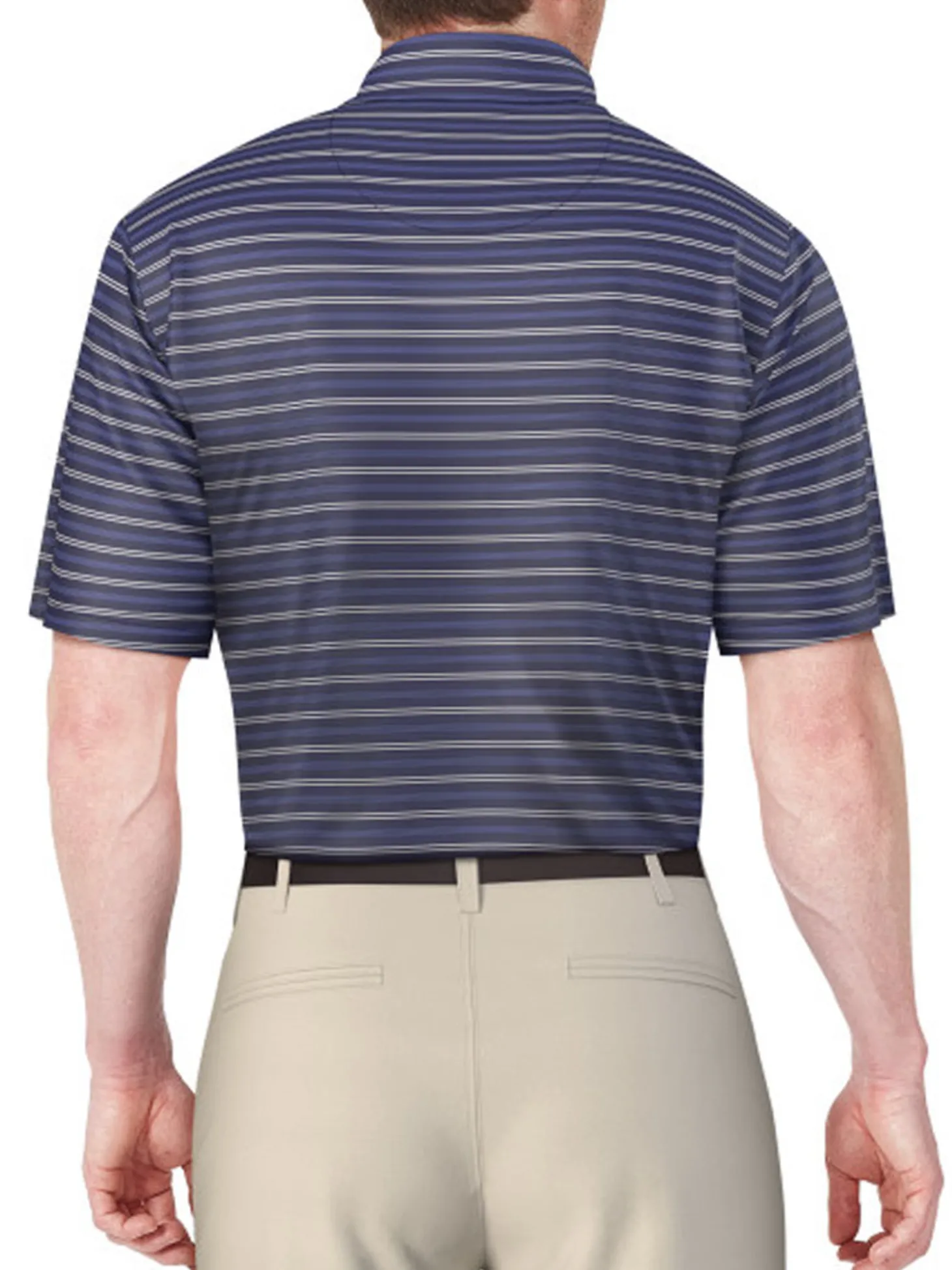 Ben Hogan Birdseye Printed Stripe Polo Shirt - Peacoat