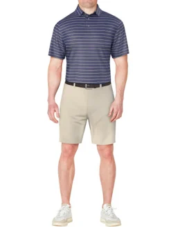 Ben Hogan Birdseye Printed Stripe Polo Shirt - Peacoat