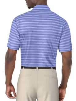 Ben Hogan Birdseye Printed Stripe Polo Shirt - Cornflower Blue