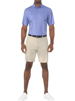 Ben Hogan Birdseye Printed Stripe Polo Shirt - Cornflower Blue