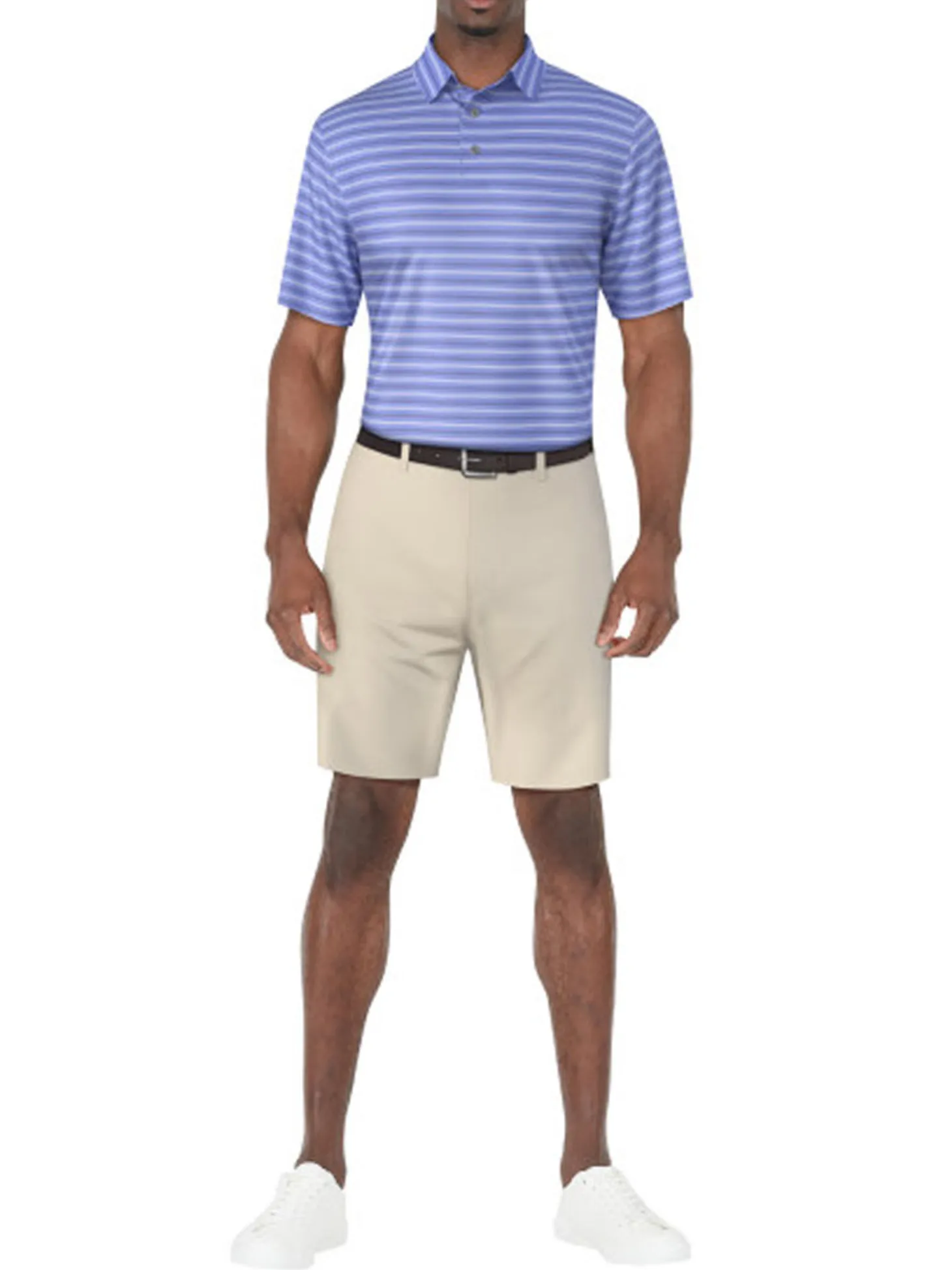 Ben Hogan Birdseye Printed Stripe Polo Shirt - Cornflower Blue