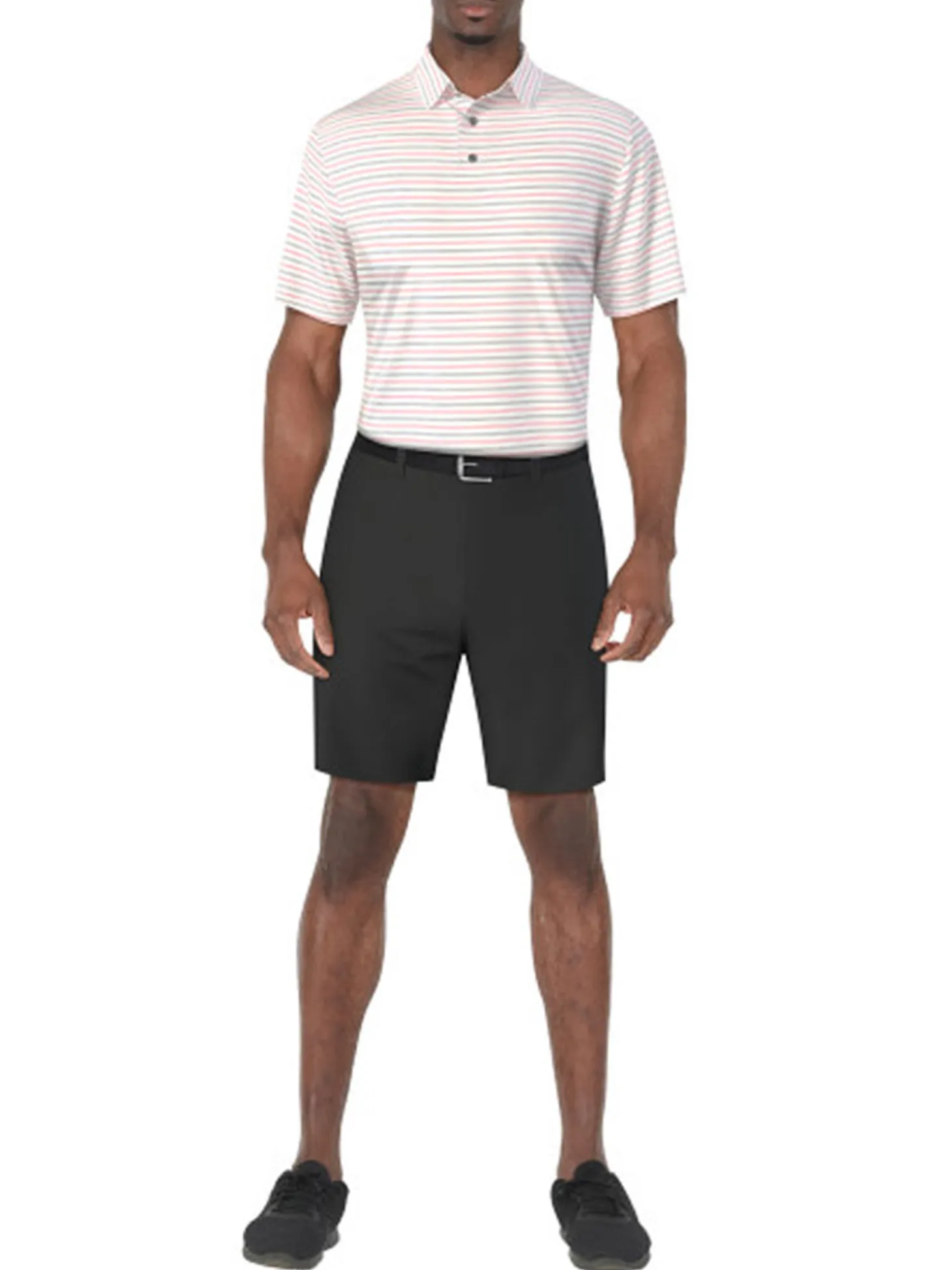 Ben Hogan Birdseye Printed Stripe Polo Shirt - Bright White