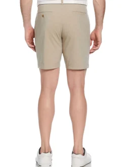 Ben Hogan Performance Flat Front 8-Inch Golf Short - Khaki Heather