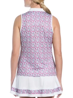 Ben Hogan Women's Colour Blocked Mini Floral Print Sleeveless Top - Bright White