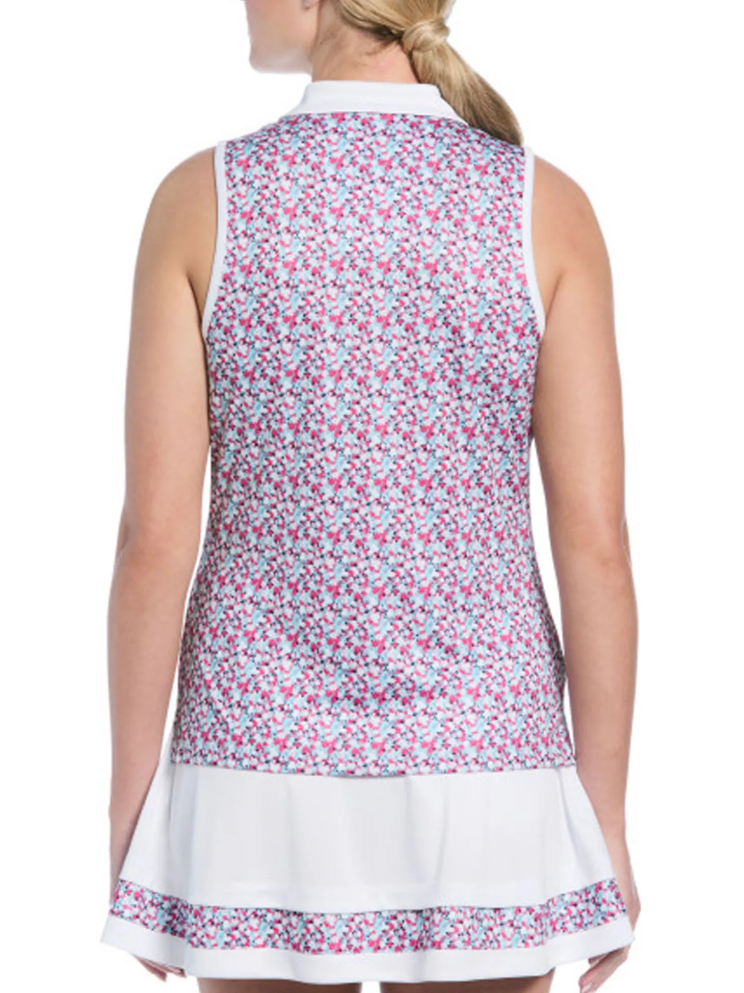 Ben Hogan Women's Colour Blocked Mini Floral Print Sleeveless Top - Bright White
