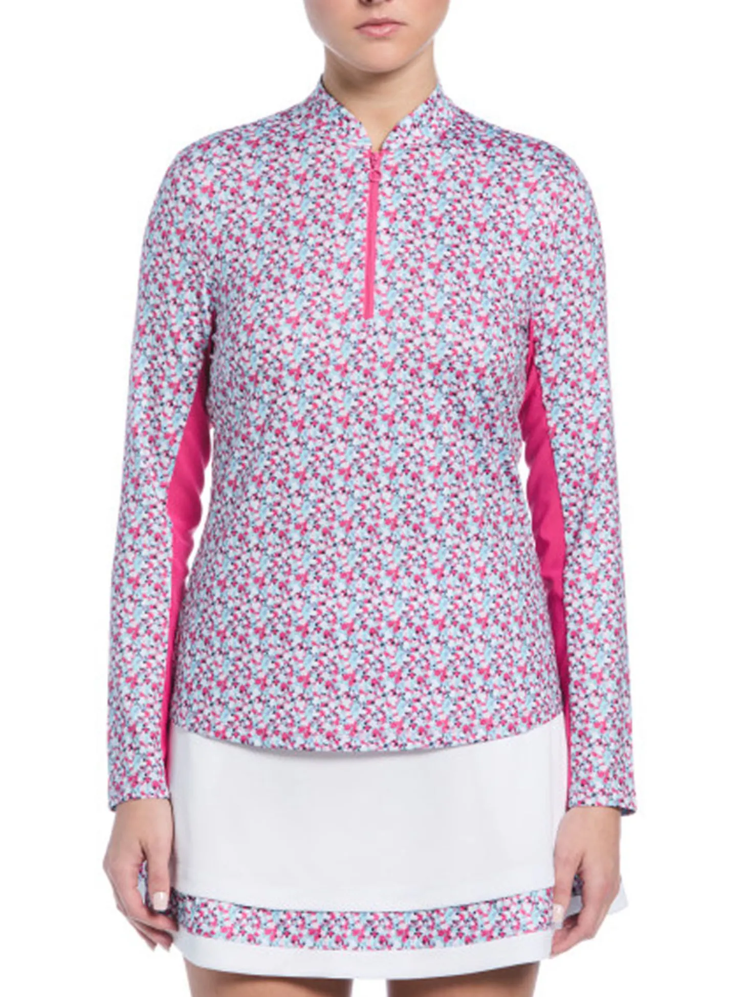 Ben Hogan Women's Floral Sun Protection Long Sleeve Top - Fuchsia Purple