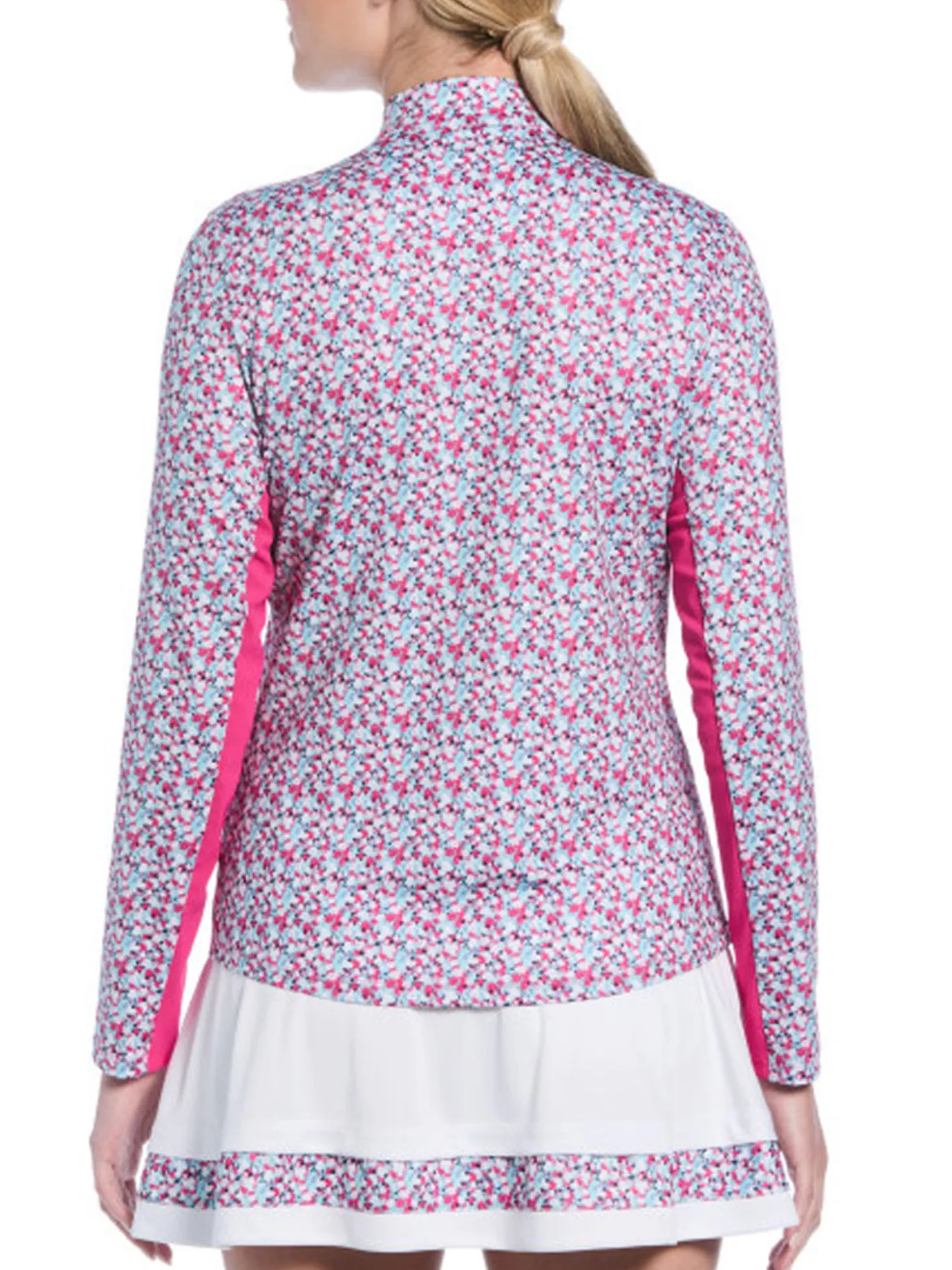 Ben Hogan Women's Floral Sun Protection Long Sleeve Top - Fuchsia Purple