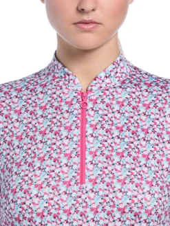 Ben Hogan Women's Floral Sun Protection Long Sleeve Top - Fuchsia Purple
