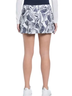Ben Hogan Women's 16-Inch Leaf Print Flounce Skort - Bright White