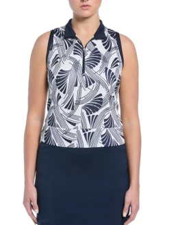 Ben Hogan Women's Leaf Print Sleeveless Top - Bright White