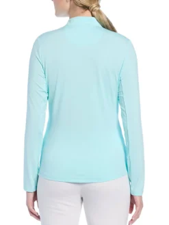 Ben Hogan Women's Solid Sun Protection Long Sleeve Top - Waterspout