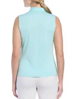 Ben Hogan Women's Solid Ventilation Sleeveless Polo - Waterspout