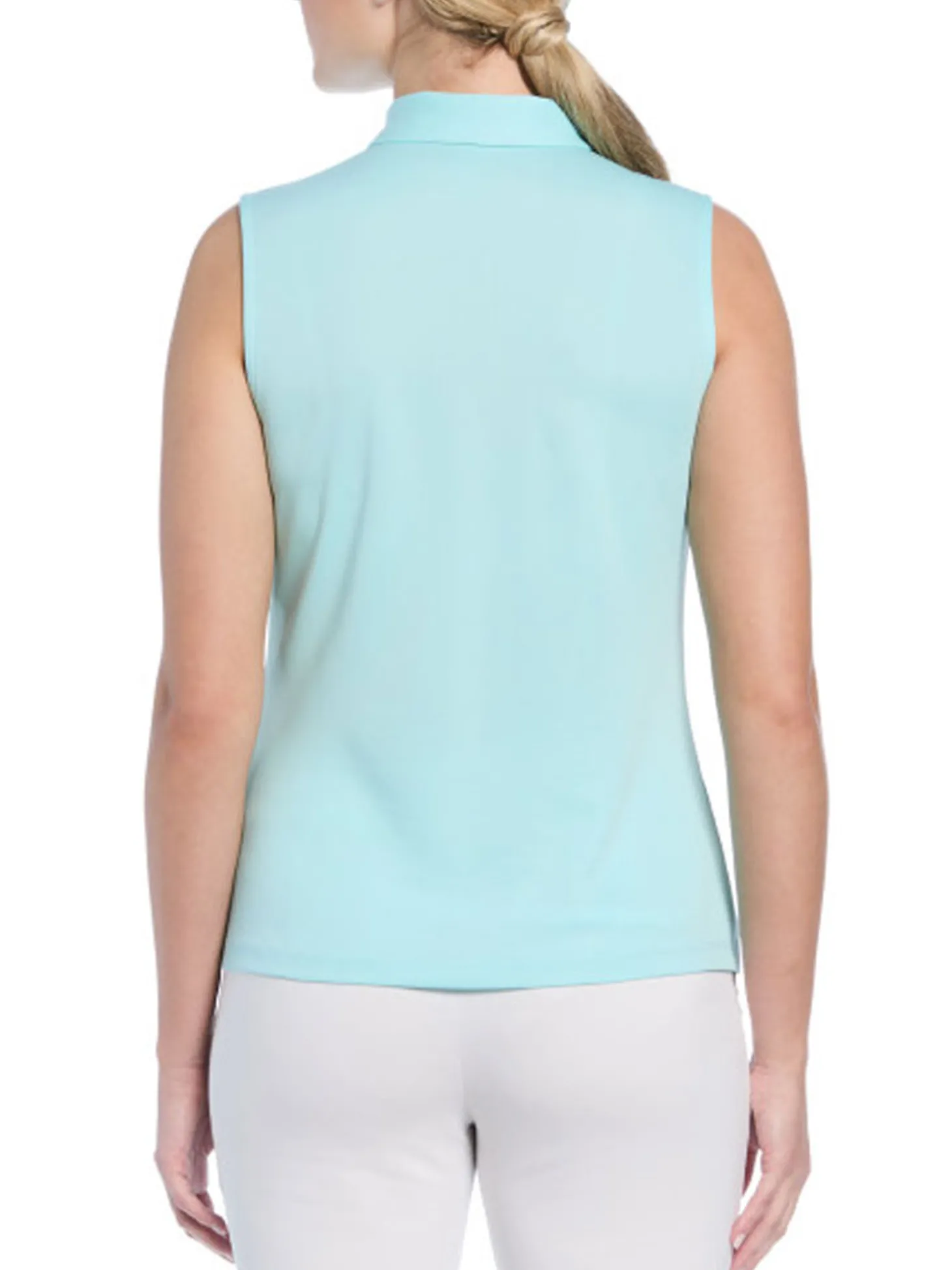 Ben Hogan Women's Solid Ventilation Sleeveless Polo - Waterspout