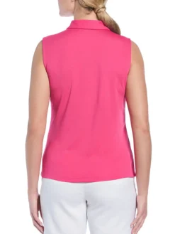 Ben Hogan Women's Solid Ventilation Sleeveless Polo - Fuchsia Purple