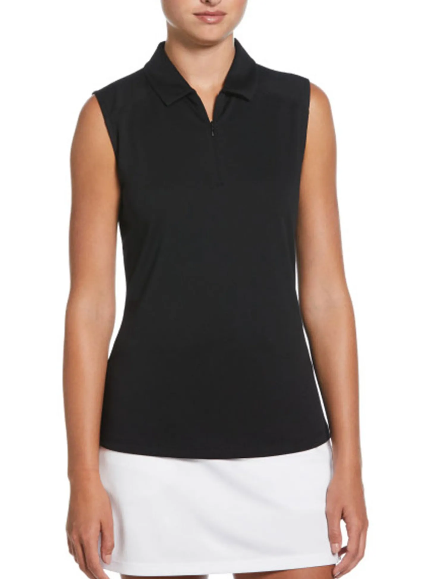 Ben Hogan Women's Solid Ventilation Sleeveless Polo - Caviar