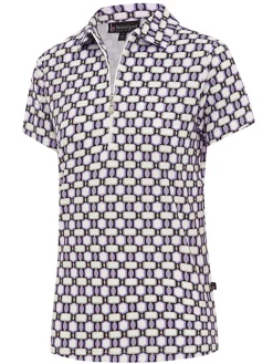 Birdee Sport Women's Astra Zipper Short Sleeve Top - White/Lilac