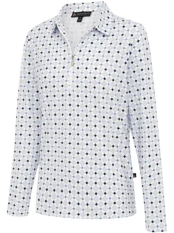Birdee Sport Women's Pyramid Zipper Long Sleeve Top - White/Crystal