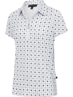 Birdee Sport Women's Pyramid Zipper Short Sleeve Top - White/Lilac