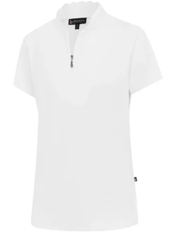 Birdee Sport Women's Seashell Zipper Short Sleeve Top - White