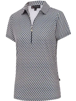 Birdee Sport Women's Solitaire Zipper Short Sleeve Top - Navy