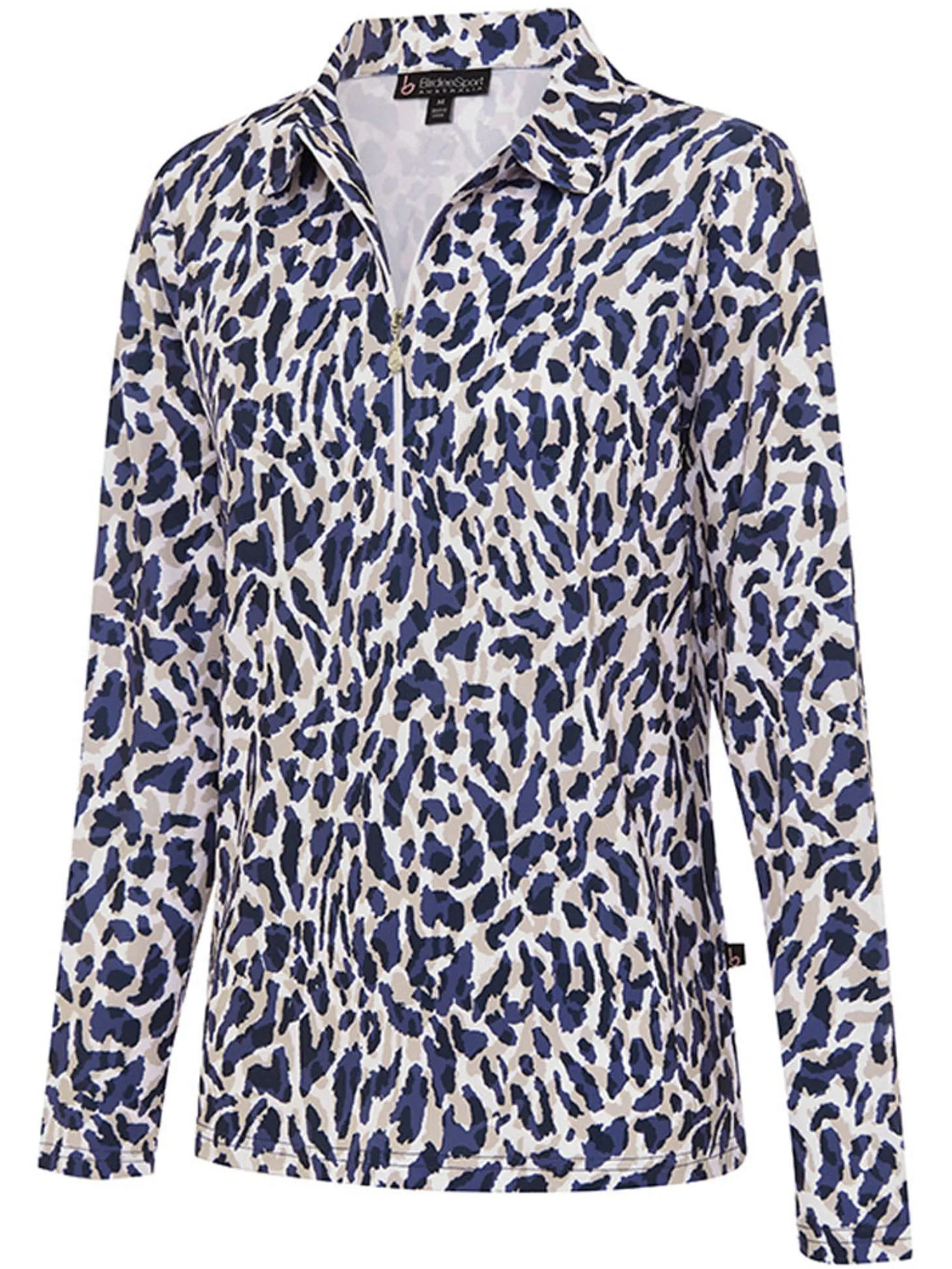 Birdee Sport Women's Stellar Zipper Long Sleeve Top - Beige/Blue