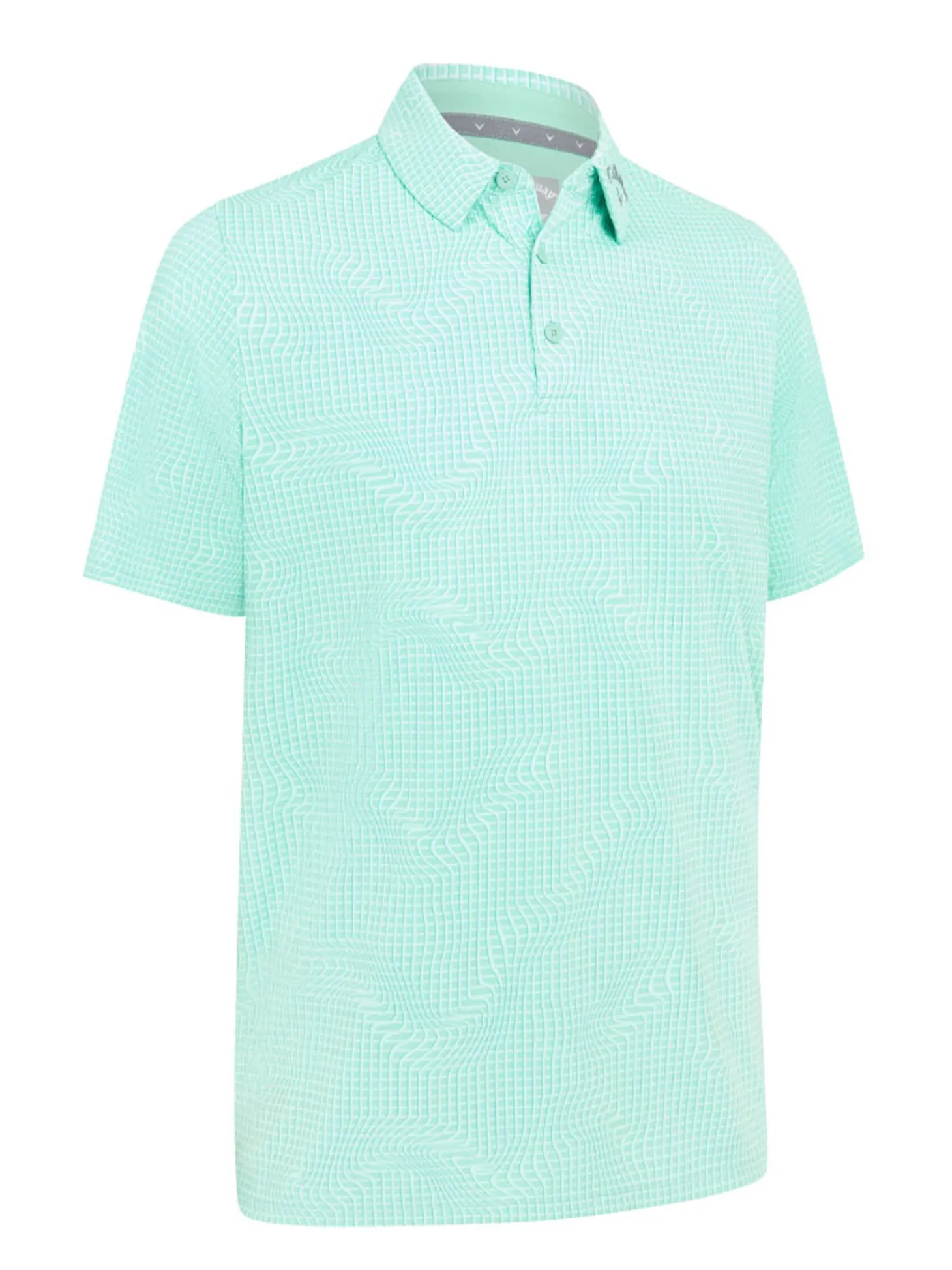 Callaway Gingham Print Polo - Neptune Green