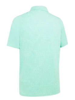 Callaway Gingham Print Polo - Neptune Green