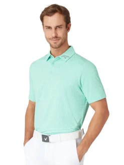Callaway Gingham Print Polo - Neptune Green