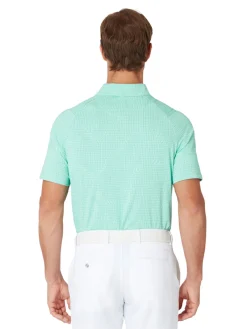 Callaway Gingham Print Polo - Neptune Green